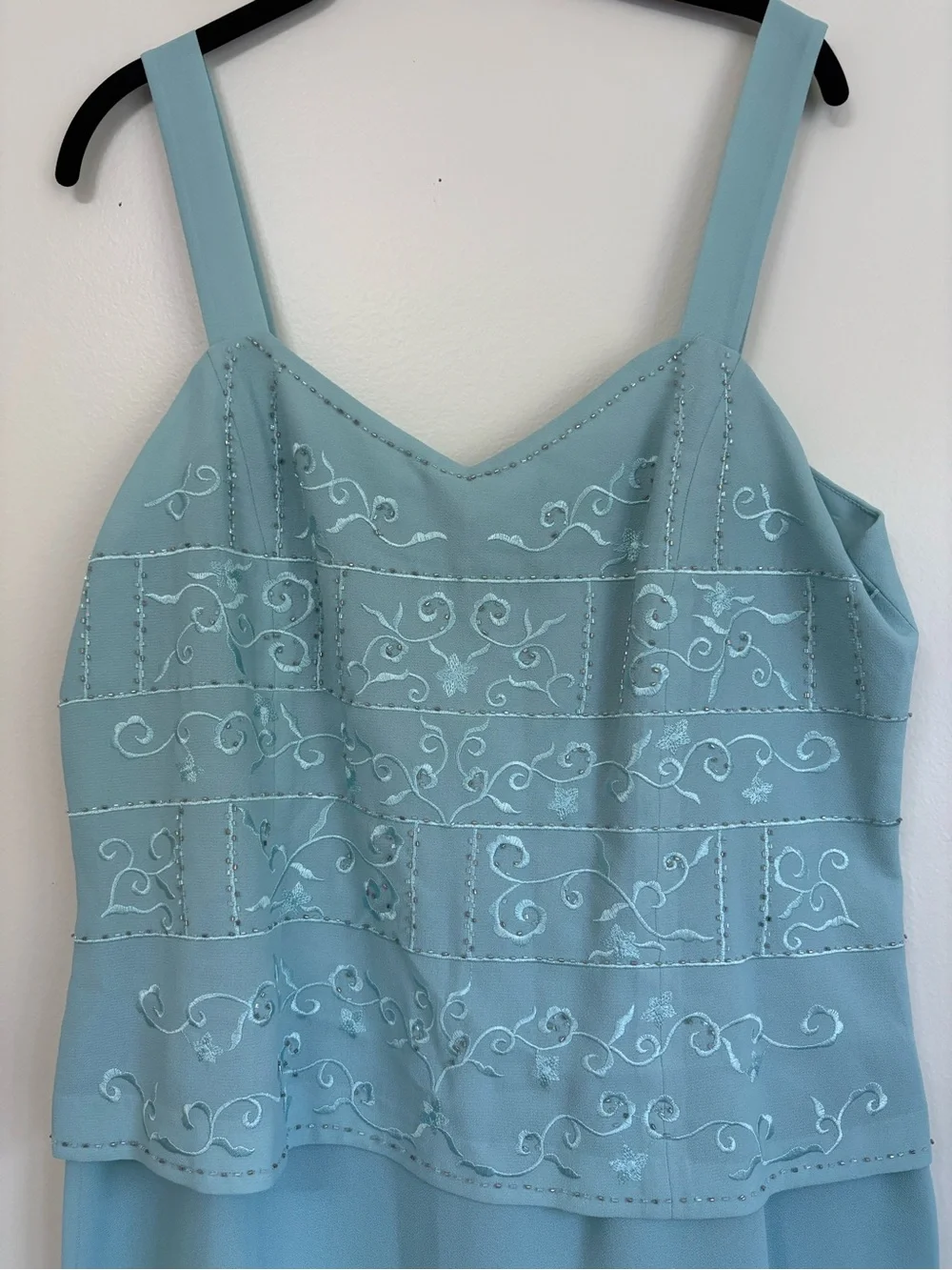 Coldwater Creek Light Blue Embroidered Evening Dress Matching Jacket NWT Sz 16